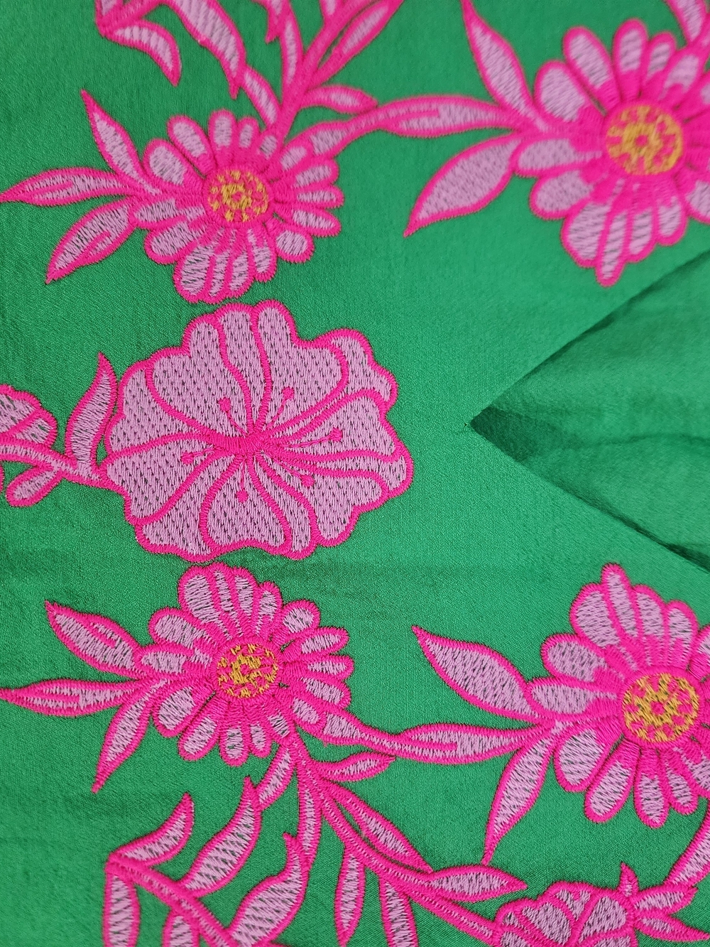 Umgee Bright Green Top with Floral Trim - Picture 6 of 6
